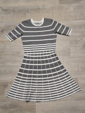 Danny & Nicole Midi Knit Sweater Gray Striped Dress Size M - Incorrect Label