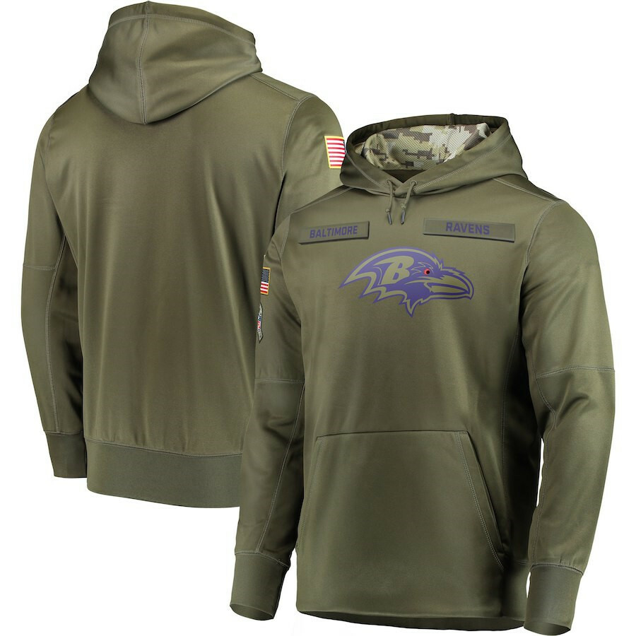 Menu0026#039;s Baltimore Ravens Team Sweatshirt Salute Service Sideline Therma  Hoodie | eBay