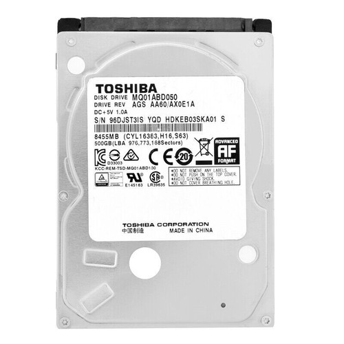 Disque Dur Toshiba 500Gb MQ01ABD050 8Mb Cachette 5400 RPM SATA II 2,5 '' - Afbeelding 1 van 5