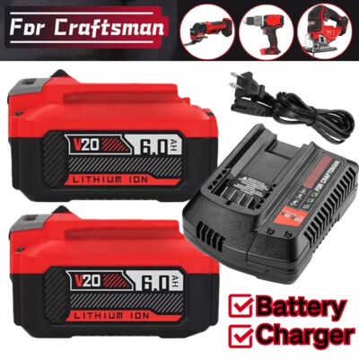 #ad 6.0Ah 20V For Craftsman V20 20 Volt MAX Li ion Battery CMCB204 CMCB201 Charger $18.98