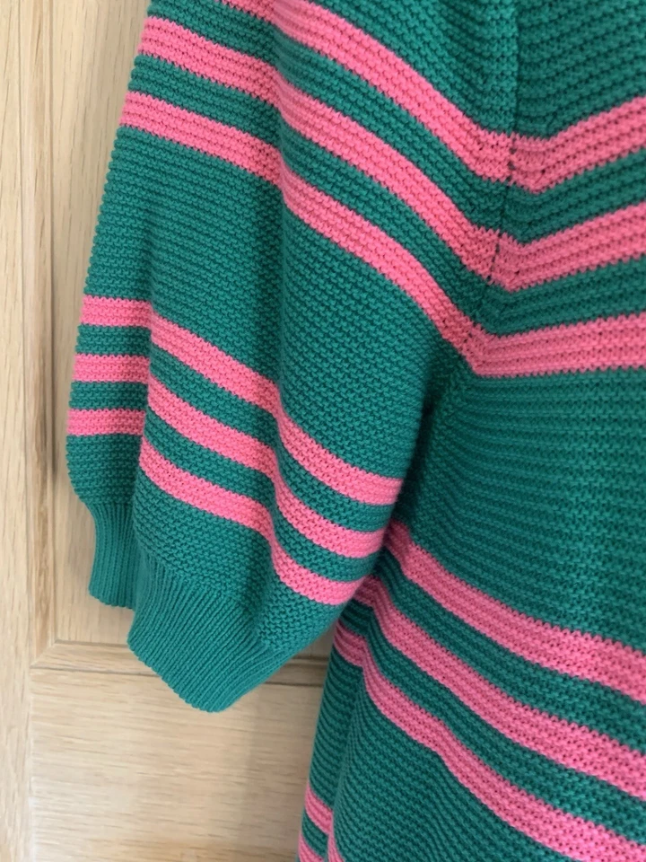 Jersey LK Bennett Tejido a Rayas Talla S UK 8 10 Verde Rosa Ligero Manga Corta Foto 4 de 4