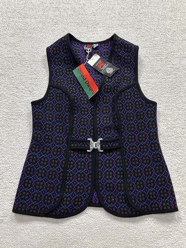 Vintage Welsh Woolens Clasp Vest Womens L (102 Cm, 40”) Purple Knit Wool - 第 1/9 張圖片