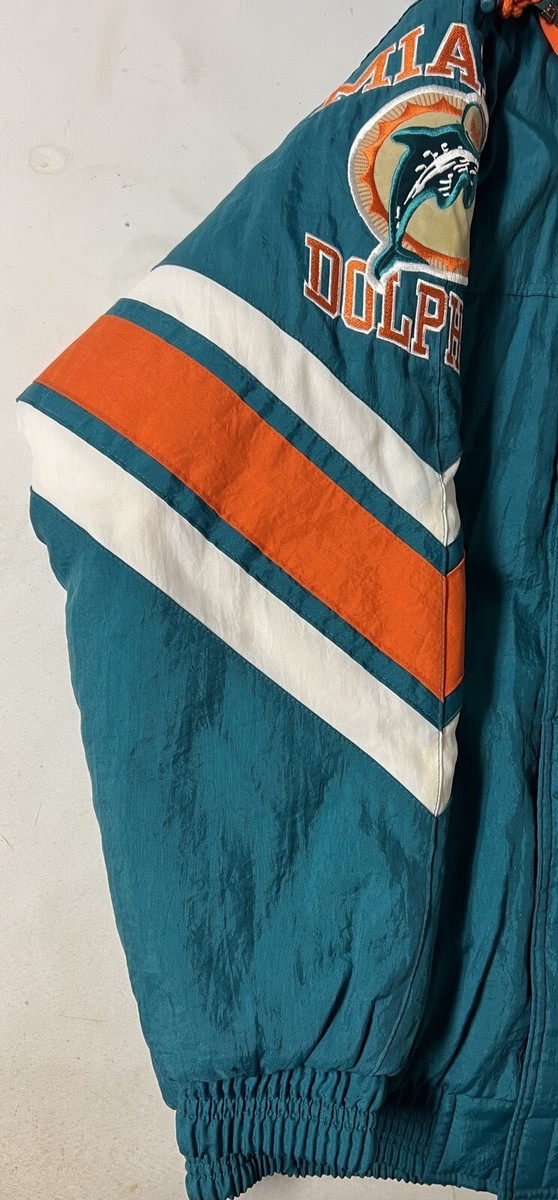 NFL 90sMiami Dolphins 総刺繍ロゴ 中綿 ナイロンジャケット 古着 90s NFL Miami Dolphins ドルフィンズ ナイロン ジャケット