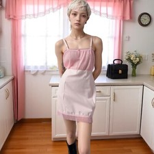 1970s Pale Pink Slip Dress Girls 14 Women's XS/S Balletcore Coquette Aesthetic