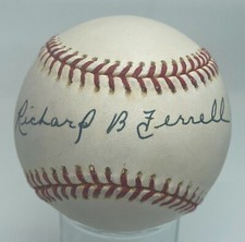 Rick Ferrell Single Signed Baseball Full Name Richard Benjamin w/ Hologram HOF