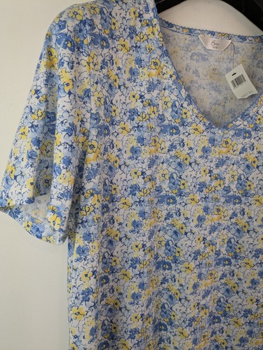 Bm Ladies Size 16-18 Floral Short Sleeve V-neck Casual Dress New - Picture 2 of 9