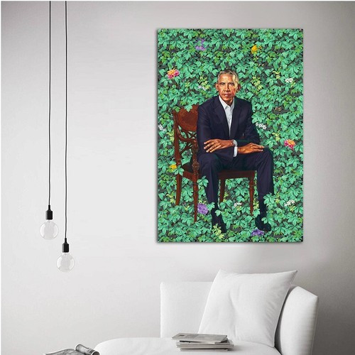 Kehinde Wiley Barack Obama Portrait Poster Modern Print Canvas 36x24 Living Room - Picture 2 of 9