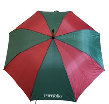 NEW Cond Nast Portfolio 43" Vintage Nylon-Wood Umbrella, Red/Green