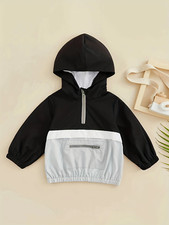 Infant Baby Boy Patchwork Hooded Tops Long Sleeve Romper Outfits Clothes Suit