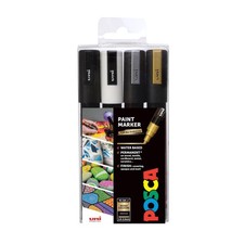 uni PC-5M Water-Based Paint Markers, Reversible Medium Tip 1.8-2.5mm , Assor...