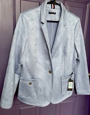 Tommy Hilfiger Powder Blue Women  s Blazer Size 16 NWT elbow patches