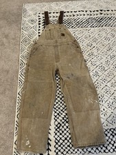 Vintage Carhartt Duck Bib Overalls Men 29x28 Brown R27 Lined Distressed Thrashed