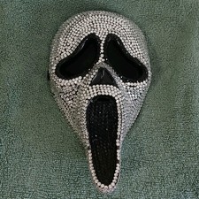 Ghostface Rhinestone Full Face Mask Silver/Black One Size Adjustable Strap