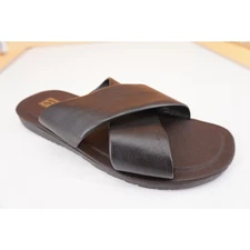 Bruno Magli Amato Black Leather Flip Flop Men Sandals Size 8.5 $225 Flat