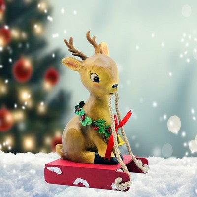 Bethany Lowe Designs: Christmas; Reindeer on Sled, Item# TJ3318