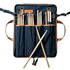 Drumstick Bag Canvas  Leather Drum Stick Bag Holds 10 Pairs of Drum Sticks NEW