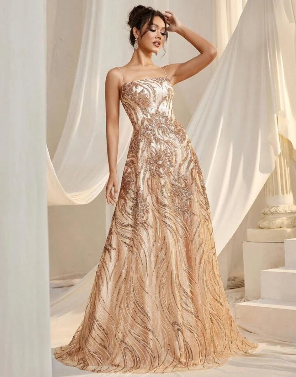 Gold Formal Dresses for Women for sale | eBay UK