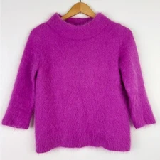 Moth Magenta Mockneck Angora Blend Sweater
