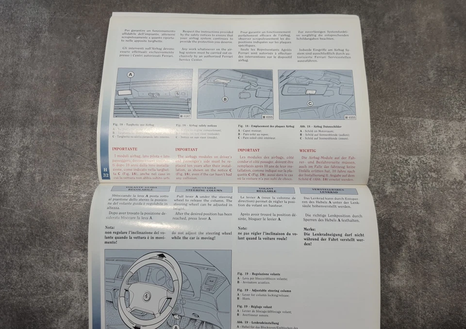 Per Ferrari F355 Spider guida a destra libretto d'istruzioni Owner's Manual RH - Immagine 4 di 4