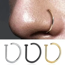 1pc Stainless Steel Fake Nose Ring Punk Style Non-Piercing Septum Clip Jewelry