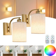 Rechargeable Battery Operated Wall Sconces Set of 2 with Remote Control, Gold