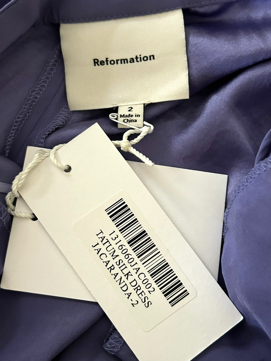 tatum silk dress reformation NWT $228 Reformation Tatum Silk Halter Mini Dress in Purple Sz 2