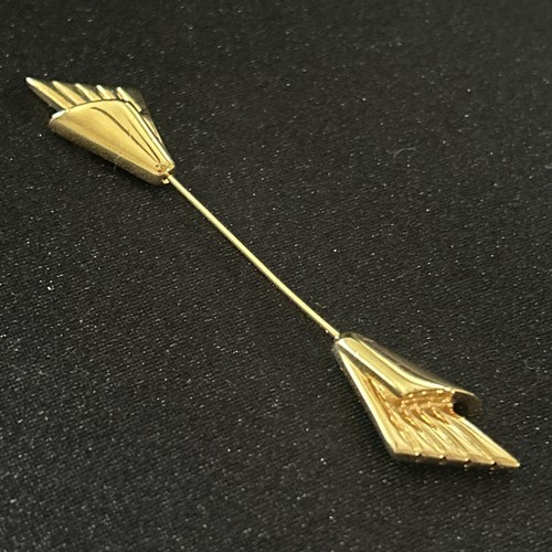 Broche vintage MONET sombrero palo prendedor 3,5” tono dorado estilo minimalista extremos dobles - Imagen 11 de 11
