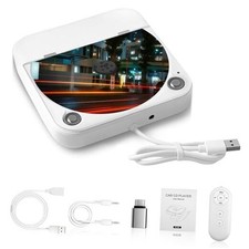 External Portable CD Player for Car, Plug and Play Car CD Player with USB white