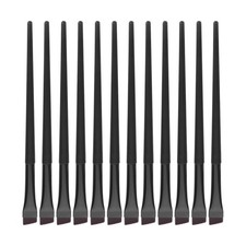 12Pcs Reusable Eyeliner Brush Set Ultra Thin Angled Black Synthetic Brow Tool