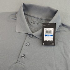 Under Armour Polo Shirt Mens XL Gray Corp Performance Stretch NWT Athene Logo