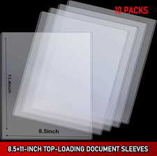 10 Pcs 8.5 x 11 Clear Rigid Sheet Protectors Plastic Document Page Holders