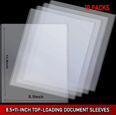 10 Pcs 8.5 x 11 Clear Rigid Sheet Protectors Plastic Document Page Holders