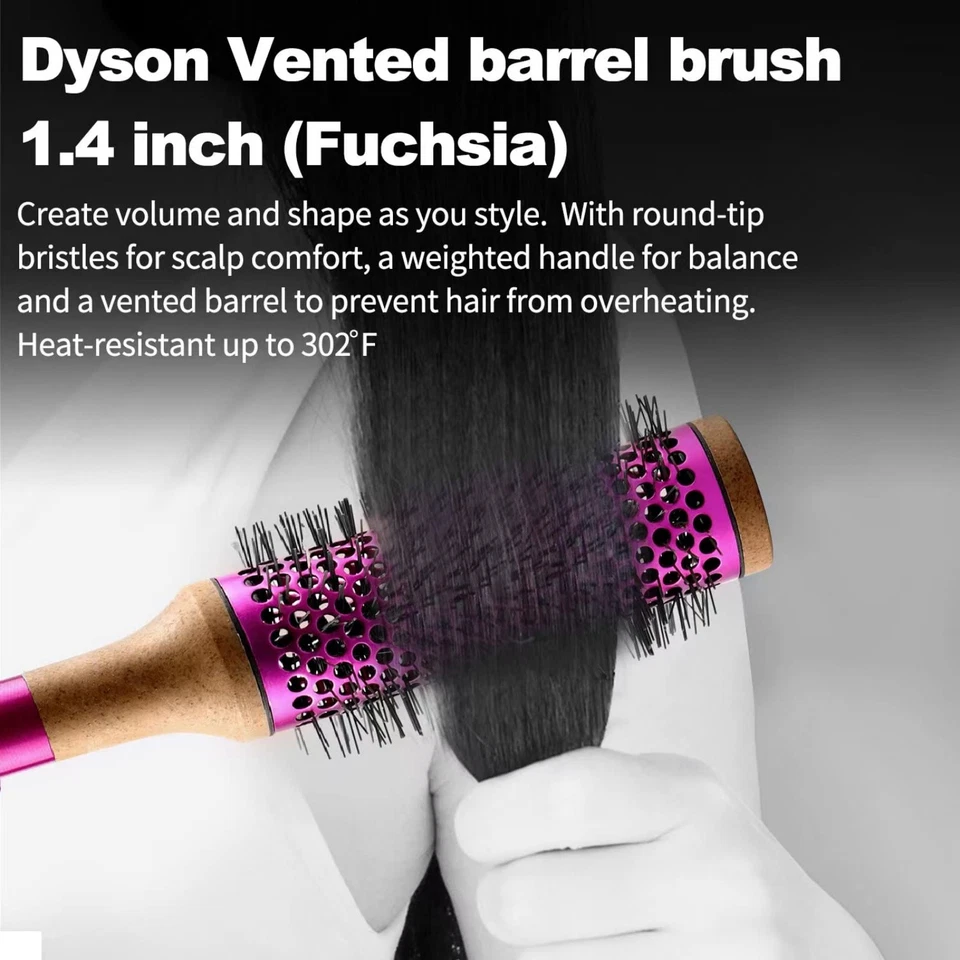 Vented Barrel Brush for Dyson Supersonic Hair Dryer 1.4 Inch Fuchsia - Image 4 of 4