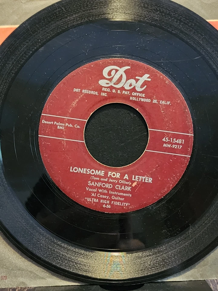 SANFORD CLARK "LONESOME FOR A LETTER / THE FOOL" 45 RPM 7" RECORD DOT [4B3-30] Foto 3 de 4