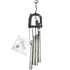 Cast Iron Wind Chime Sitting Cat & Crystal Accent By Spoontiques