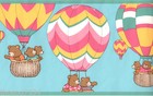 Hot Air Balloon Teddy Bear Pink Blue Baby Nursery Kid Boy Girl Wallpaper Border