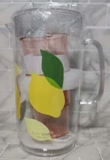 Kate Spade Acrylic Lemonade Pitcher & Cups Set Lemon Lime Theme Brand New Sealed