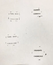 1964. Hess Truck Set of 4 FUEL/GASOLINE and SOLVENT/CHEMICALS decals