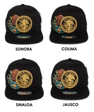 Mexican Mexico State Federal Logo Embroidered Snapback Flat Bill Baseball Cap