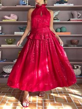 VINTAGE Jean-Louis Scherrer Red Silk Gown, Made in France 4/6 