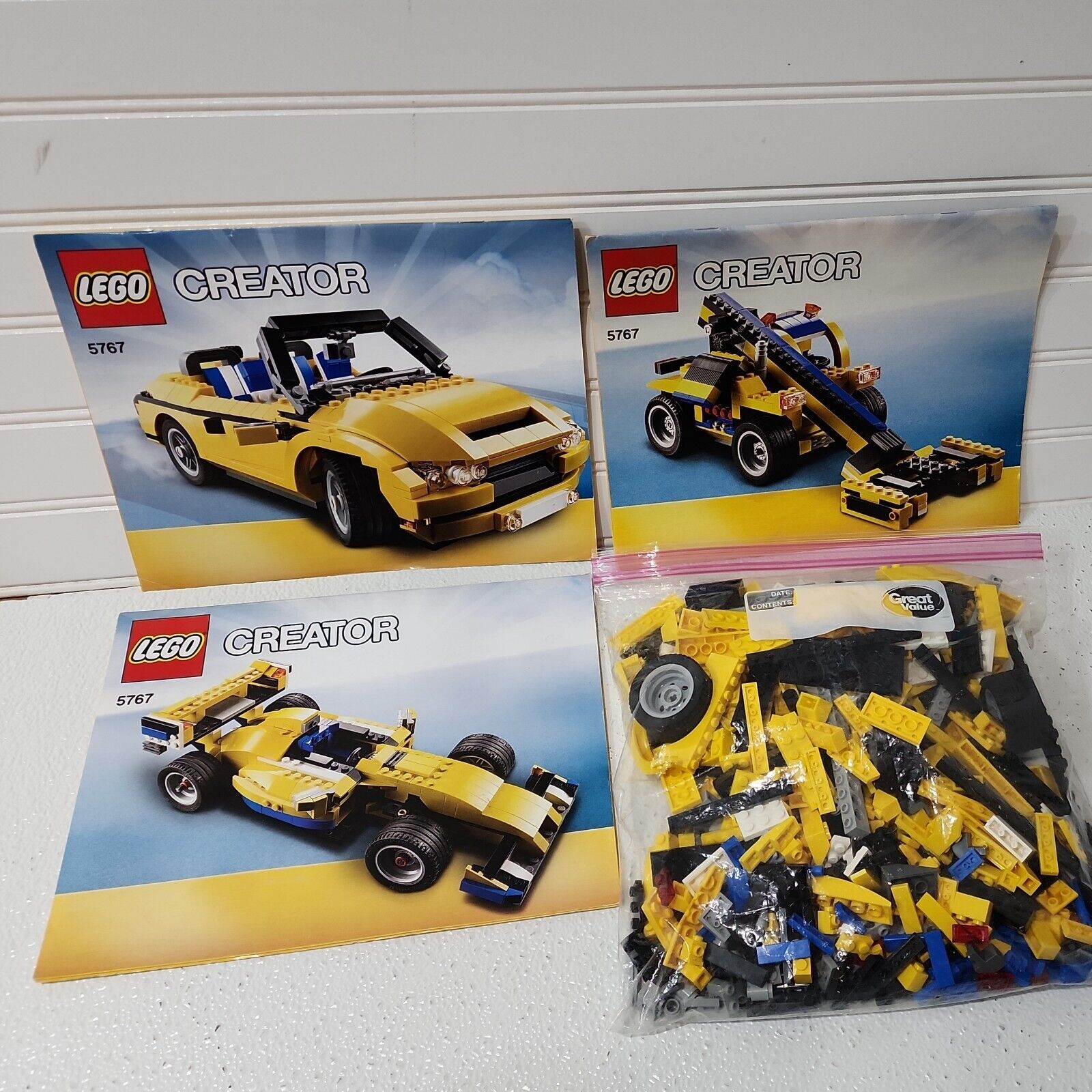 Lego 5767 Creator 3 in 1 Cool Yellow Cruiser (ALL Pieces there) 3 Booklets 