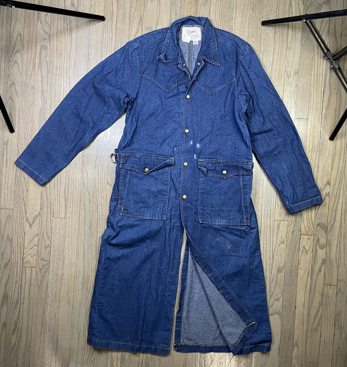 Boone Industries Mineral Wells TX Long Denim Duster Coat Coveralls