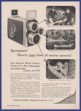 Vintage 1956 KODAK Brownie Movie Camera 3 Lens Sportsmen Print Ad 1950's