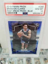 2019/20 Prizm Blue Fast Break Brandon Clarke Grizzlies RC Rookie /175 PSA 10