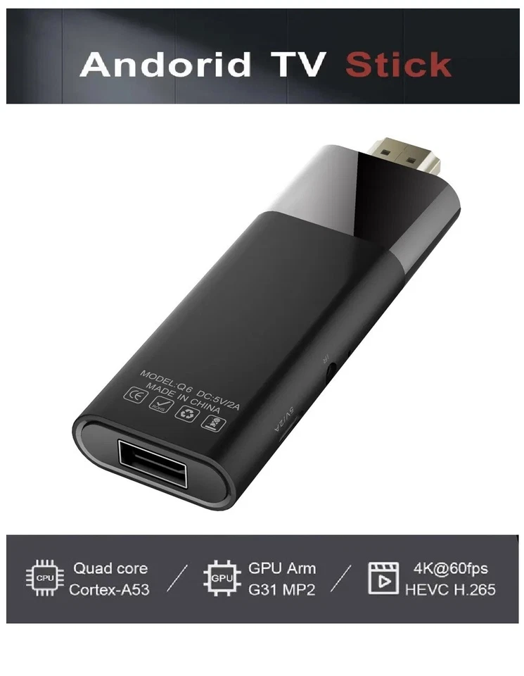 Smart 4K UHD Android TV Stick Media Player with Wi-Fi BT5 Google Voice Remote UK - Image 3 of 4
