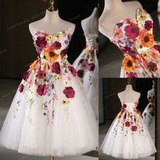 Floral Embroidery Short Wedding Dresses Sweetheart Knee-Length Bridal Gowns