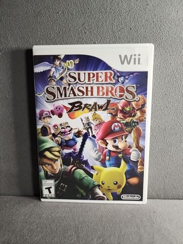 Nintendo Super Smash Bros Brawl Wii Game, Box, And White Wii Manual - Afbeelding 1 van 10