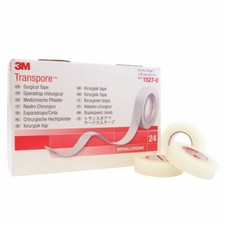 24-Rolls 3M Transpore Surgical Hypoallergenic Tape 0.5" x 10 Yards 1527-0