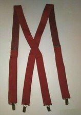 Pelican Red Clip on Elastic Adjustable Suspenders MADE IN USA