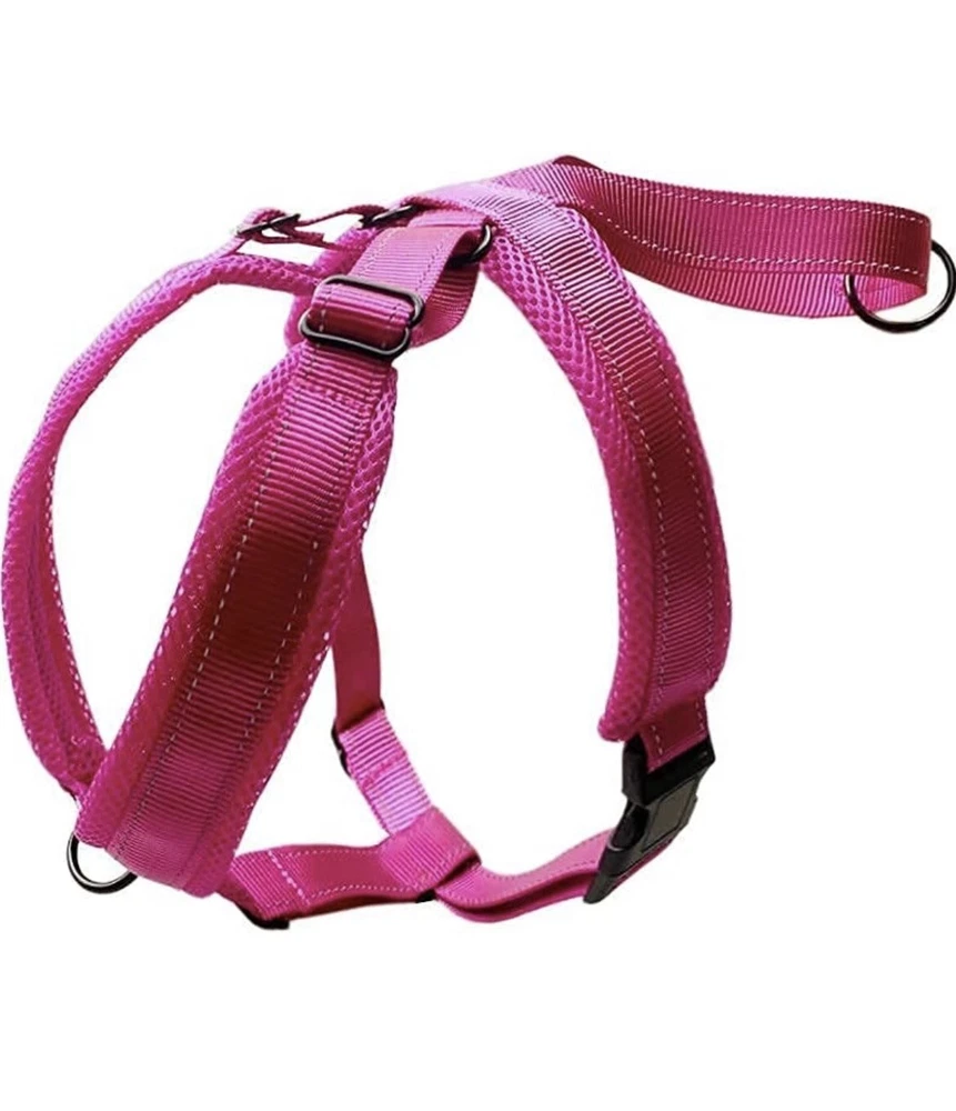 Dog Harness No Pull Adjustable Reflective Breathable Outdoor Vest Medium Pink